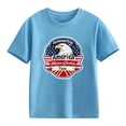 thumbnail image 5 of Girls Patriotic American Flag T-Shirt Kids 4th of July Independence Day Eagle Graphic Short Sleeve Tee Blue,Size 5-6 T, 5 of 5