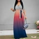thumbnail image 4 of Vestido largo rosa Patty con cuello en V degradado, mangas 3/4, cinturón, 3XL, 4 of 6
