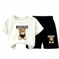 thumbnail image 2 of Amidoa Girls 2 Piece Outfits Summer Clothes Cotton Short Sleeve T-Shirt and Shorts Casual Kids Clothing Sets,White Size 5T, 2 of 5