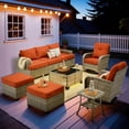 thumbnail image 6 of Vcatnet 9 Pieces Outdoor Patio Furniture Sectional Sofa All Weather Wicker Conversation Set with Swivel Rocking Chairs and Solar Powered Coffee Table Orange Red, 6 of 10