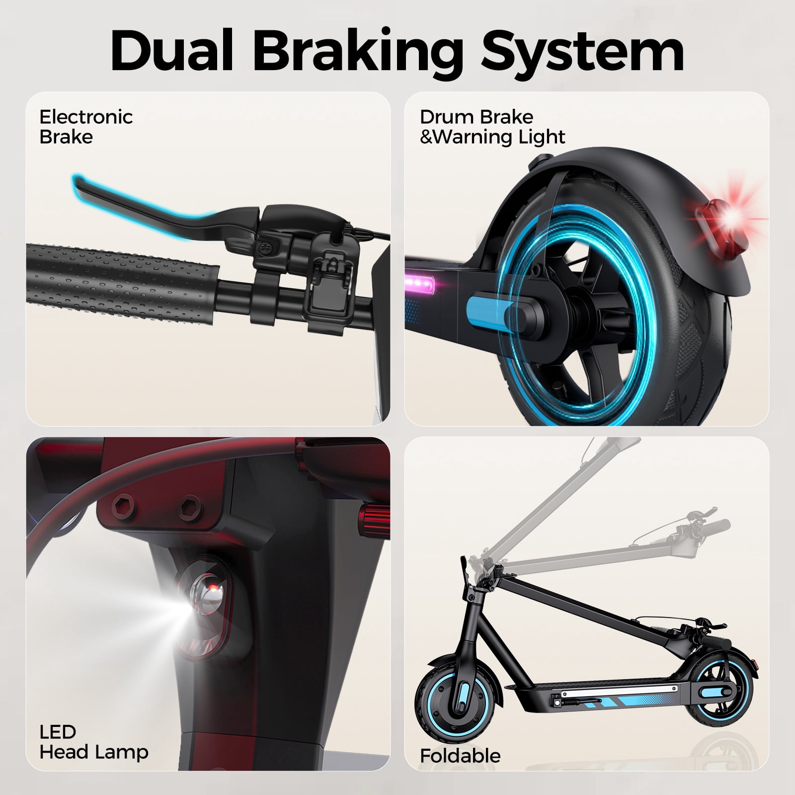 Electric Motorized Scooter for Adults Foldable,Fast Speed 25mph and Long Range 30miles 10" Solid Tires Teens E-Scooter for Commuter,600W Motor