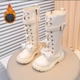 thumbnail image 2 of DHFJKG Girls Knee High Boots Fuzzy Lining Insulated Lace Up Side Zipper Boots Little Big Kids Trendy Shoes, 2 of 9
