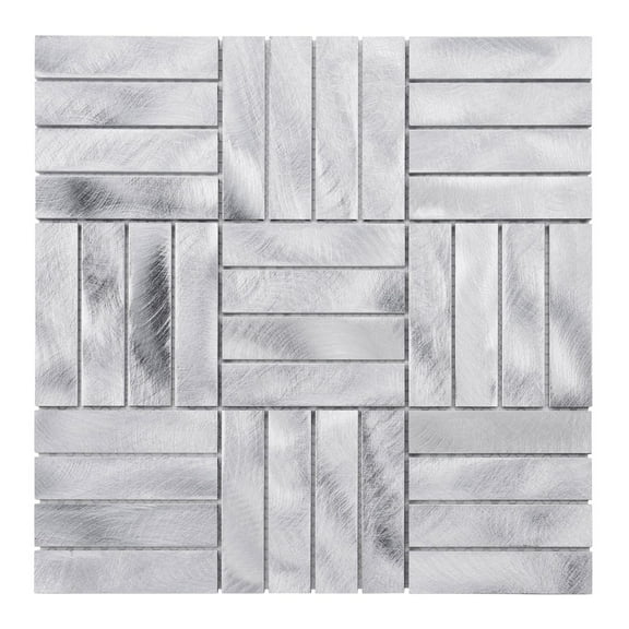 Modket TDH273AL Aluminum Metallic Metal Basketweave Parquet Mosaic Tile Kitchen Wall Backsplash