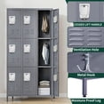 thumbnail image 4 of IKIMI 9-Door Metal Storage Locker Cabinet with Vented Compartments, Durable Steel for School, Office, Gym (Gray), 4 of 9
