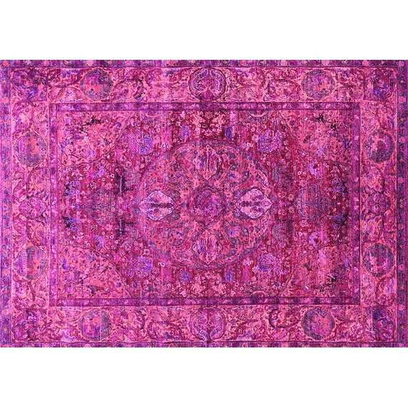 Ahgly Company Indoor Rectangle Oriental Pink Industrial Area Rugs, 2' x 4'