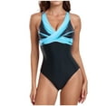 thumbnail image 2 of Traje de baño de una pieza para mujer, estampado de mujer, cuello redondo, ajustado, sin espalda, informal, de moda, conjunto de bikini para mujer, traje de baño de moda de playa para mujer, trajes de, 2 of 7