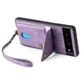 thumbnail image 7 of Nalacover for Google Pixel 6 Pro, Slim Case Wallet with Credit Card Holder, Back Flip Premium Leather Magnetic Clasp Kickstand Wirst Hand Strap Shockproof Cover for Google Pixel 6 Pro, Purple, 7 of 7
