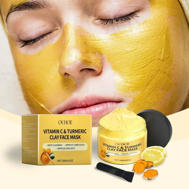 Fiudx Ofertas Y Liquidación Mascarilla Facial De Barro Con Aceite De Cúrcuma Y Vitamina C, Mascarilla Para El Cuidado De La Belleza Del Hogar, Nutritiva E Iluminadora, Color De La Piel, 120G