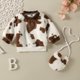 thumbnail image 4 of Gibobby Conjunto de camiseta de manga larga con estampado de y forro polar grueso y cálido para niñas pequeñas(Marrón, 18-24 Meses), 4 of 5