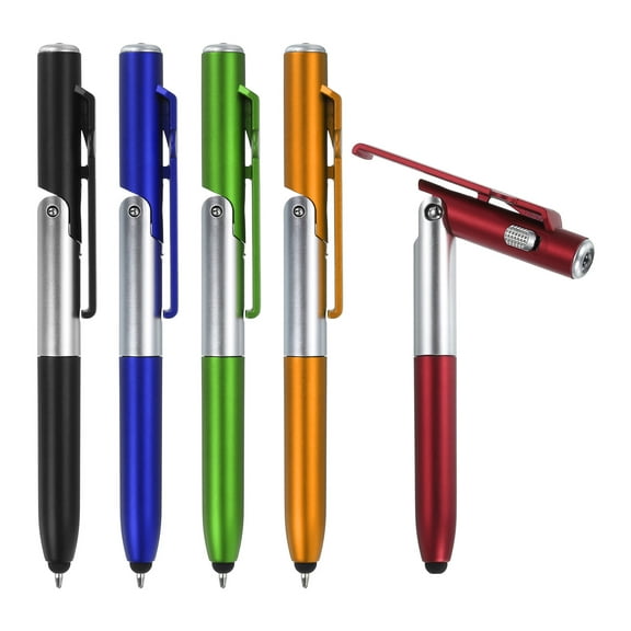 5pcs Multifunction Stylus Pen Capacitive Touch Screen Ballpoint Pens with LED Light, Foldable for Writing