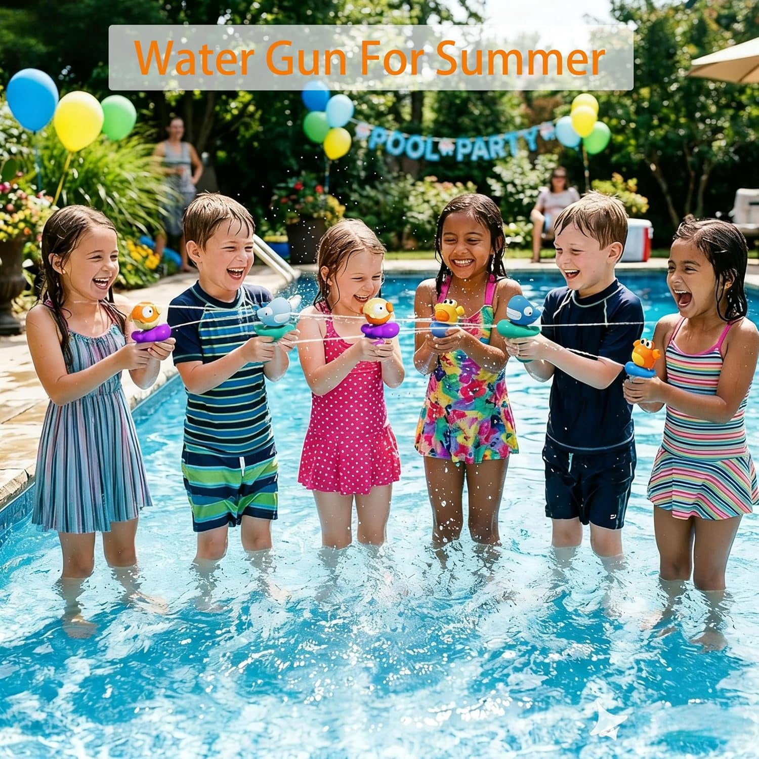 Yippzo 6 Pack Mini Water Guns, Squirt Gun 6-20ft Long Range Water Blasters Shark Pufferfish Crab Prank Water Gun Small Water Pistol Gun for Outdoor