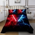 thumbnail image 1 of Erosebridal Chic Lightsaber Coverlet Set Twin, Blue Red Bedding Set, Lightning Decor 2 Pieces, 1 of 5