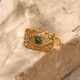 thumbnail image 2 of Womens Ring 18K Gold Plated Inlaid Zircon Ring Square Plate Stainless Steel Ring Jewelry Gift Her Fashion Ring, 2 of 7