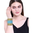 thumbnail image 3 of Efulgenz Indian Wedding Bridal Bangle Set Plain Matte Finish Metal Bangle Traditional Kundan Boho Oxidized Bangle Bracelet Jewelry for Women (28 Pcs) Size 2.8, 3 of 6