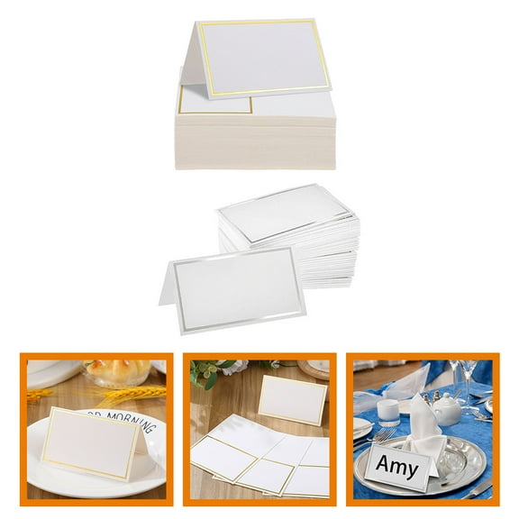 PTOOTP 100Pcs Place Card Wedding Table Setting Cards Gold Paper Name Display Rectangular Country Theme Bridal Showers