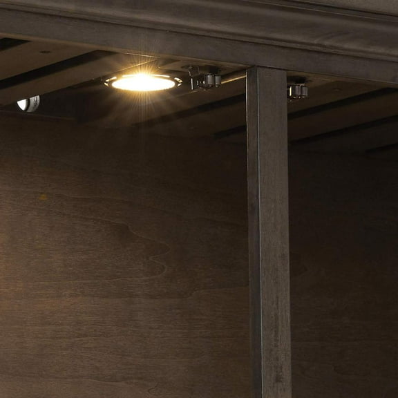 Sunset Trading Shades of Gray Large 4-Drawer Wood Lighted China Cabinet in Gray