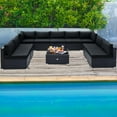 thumbnail image 4 of Costway 10 PCS Patio Rattan Furniture Set Outdoor Wicker Sofa Table Cushioned Seat Black, 4 of 10