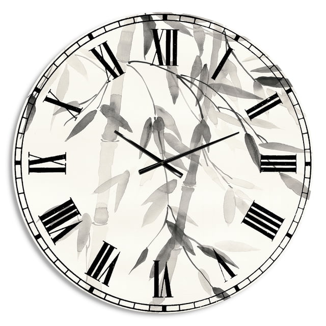 Designart 'Simplist Bamboo Leaves V' Lodge wall clock