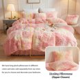thumbnail image 5 of LIFEREVO 3 Pieces Luxury Shaggy Faux Fur Duvet Cover Set Soft Fluffy Fuzzy Comforter Cover Set Marble Print Furry Bedding,1 Long Plush Duvet Cover+2 Pillow Covers,Zipper Closure,Rainbow Pink,Queen, 5 of 7