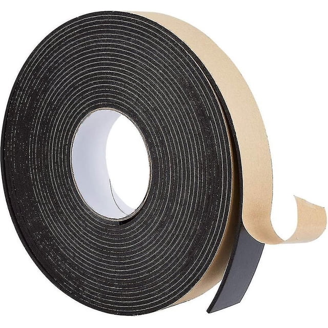 Cinta de espuma autoadhesiva de 10 m, 10 mm (ancho) x 1 mm (alto), cinta de sellado de espuma negra de una cara para aislamiento de puertas y ventanas (10 m/rollo)