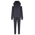 thumbnail image 3 of RQYYD Women's Two Piece Outfits Tracksuit Cold Shoulder Long Sleeve Hoodies Tops Jogger Sweatpants Matching Sets Gray L, 3 of 7
