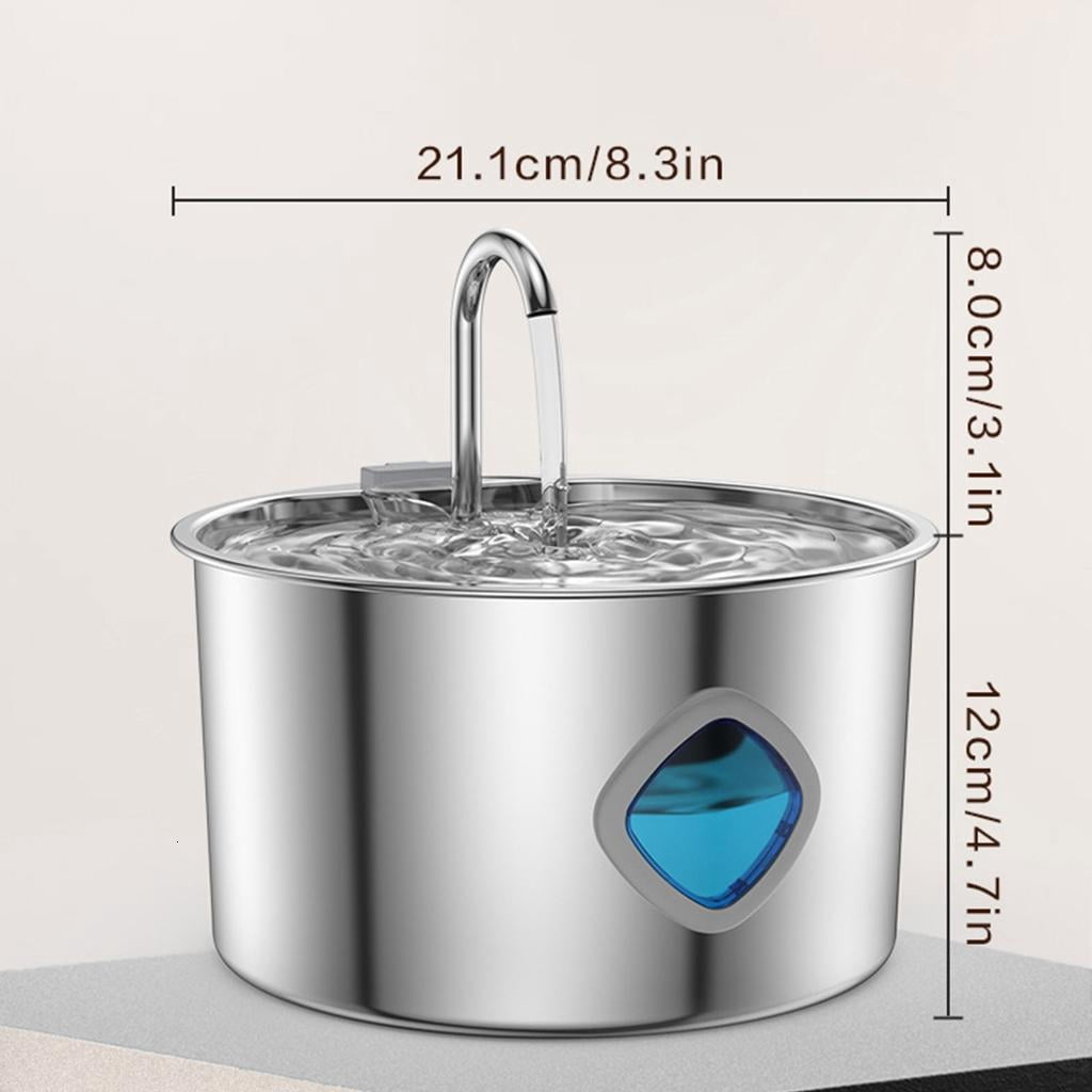 Giaone Automatic Water Dispenser 3.2L Stainless Steel with 2 USB Powered Low Noise for Pets hydrations Station