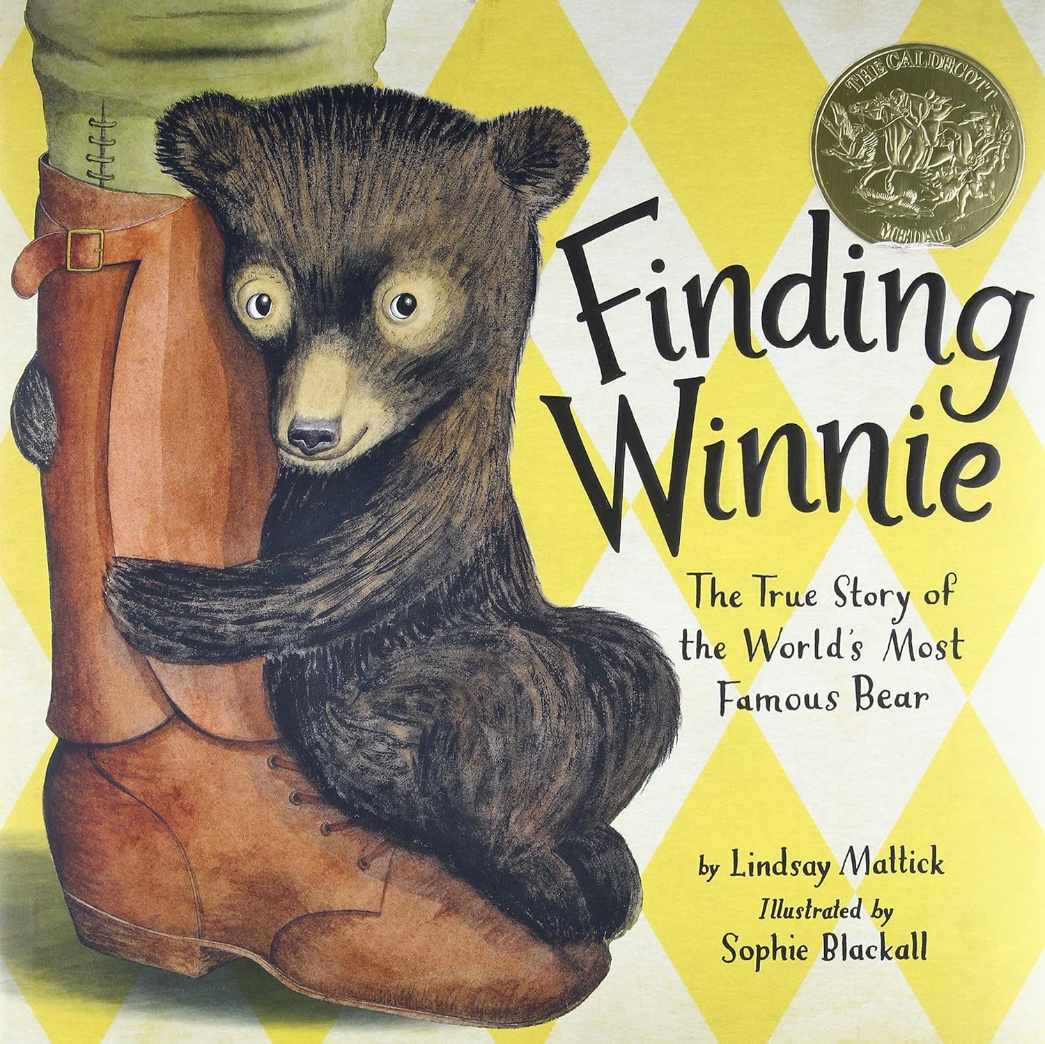 Finding Winnie Gift Set with Hardcover by Lindsay Mattick, Sophie Blackall and Black Bear Stuffed Animal Plush (True Story of The World's Most Famous Bear, Winnie The Pooh)