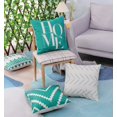 thumbnail image 4 of Geometric Teal Couch Throw Pillow Covers 18x18 Set of 4, Large Light Green and Decorative Sofa Accent Pillow Cover Cushions Case for Living Room Chair Bed Outdoor Home Decoration Pillow, 4 of 6