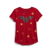 DC Comics Wonder Woman Girls’ Logo Graphic T-Shirt, Short Sleeve, Red, Size 4-16