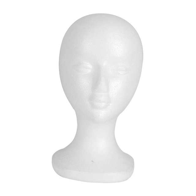 Cabeza de maniquí con soporte para postizos, multiusos, color blanco, para exhibición de pelucas y bufandas estilo C