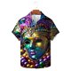 thumbnail image 5 of Camisas de Manga Larga para Hombres, Mardi Gras Imprimir Botón Solapa Camisa Casual, Fiesta Superior, 5 of 9