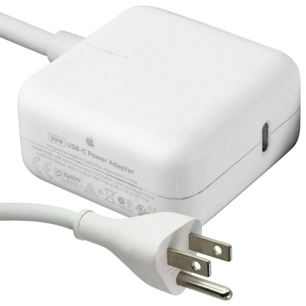 30W (Type C) Power Adapter with Power Cord - White (A1882) (Refurbished) - Walmart.com