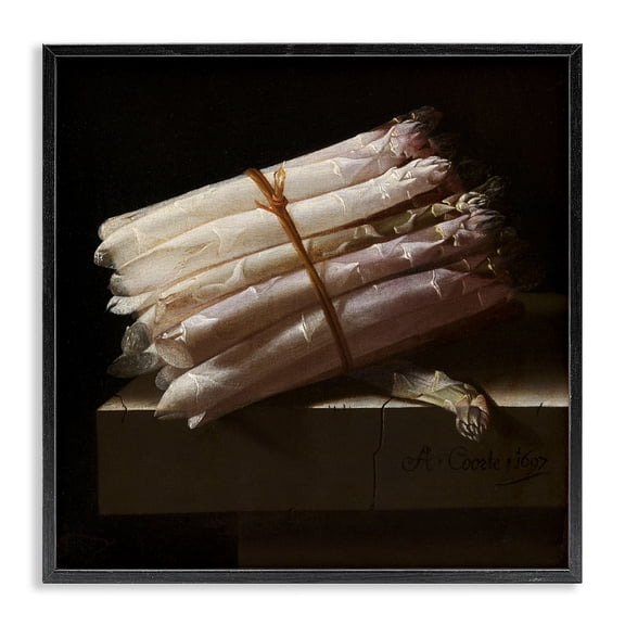 Stupell Industries Traditional Still Life with Asparagus Adriaen Coorte Classical Black Framed Giclee Art, 24 x 24, by one1000paintings