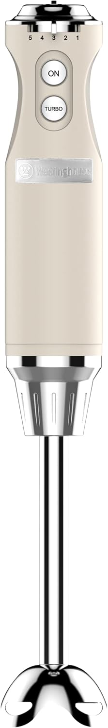 Hand Blender - 5-Speed Immersion Blender with Function, Stainless Steel Blades & Rod, 500W Power, Detachable Easy Clean Design, Best for Smoothies & Soups - Retro Appliance, White