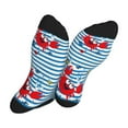 thumbnail image 5 of KLL Red Funny Crab on Blue Stripe Print Cool Socks Men's Women's Crew Socks Funny Crazy Novelty Stockings, 5 of 7
