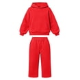 thumbnail image 3 of CUZIBR Teen Girls Fall Clothes Set Sweatsuit Outfits Hoodie And Pants 2 PC Sets Solid Color Long Sleeve Soft School Wear,Red,15-16 Years, 3 of 3