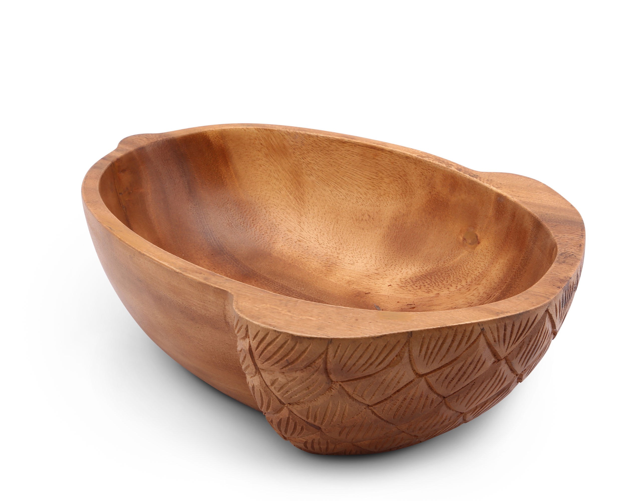 Arthur Court Acacia Wood Serving Bowl for Fruits or Salads Boat Shape Style Large 16 Long x 9 Wide x 3 Tall Wooden Single Bowl 