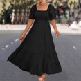 thumbnail image 2 of Sngxgn Womens Casual Long Dress Short/Long Sleeve Summer Loose Maxi Dresses(Black,M), 2 of 7
