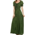 thumbnail image 4 of Sakkas Ashlay Adjustable Long Paneled Ruffled Cap Sleeve Scoop Neck Batik Dress - Green - 1X/2X, 4 of 4