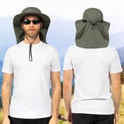 SUN CUBE Sun Hat for Men, Wide Brim Fishing Hat Neck Flap Cover Men Women, Hiking Safari, UV Sun Protection Summer Gardening Beach Camping UPF 50+, Olive
