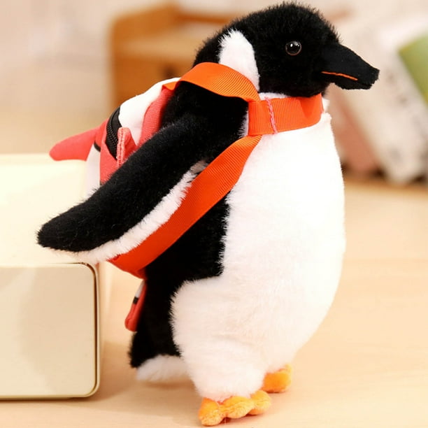 Muñeca mochila pingüino de peluche | Juguete de peluche de simulación blanda | Lindo bolso de hombro novedoso | Correas ajustables | Compañero de peluche decorativo | Idea de regalo | 1 Pieza