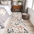 thumbnail image 4 of Grey Red Botanical 2'x6' Runner Rugs for Hallway Kitchen Bedside Non Slip, Rustic Country Spring Floral Summer Leaf Entryway Rug Runners with Rubber Backing, Long Carpet Runner for Laundry Room, 4 of 8