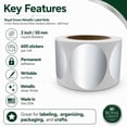 thumbnail image 3 of Royal Green Metallic Label Rolls 2 inch Shiny Round Silver Stickers (50mm) - 600 Pack, 3 of 5