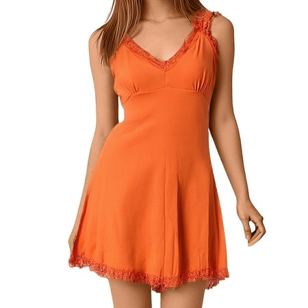Women s Exotic Nightgowns Babydoll Dress Orange Lingerie Lace Lingerie For Women Sexy Pajamas