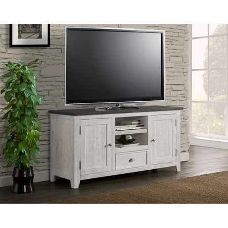 Martin Svensson Home Monterey Solid Wood TV Stand, White with Grey Top