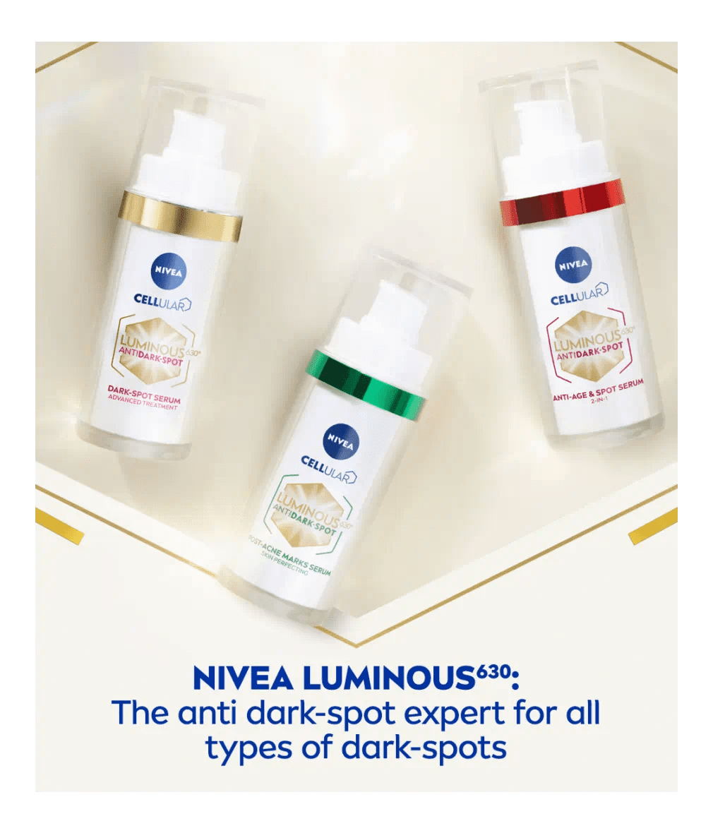 Nivea Luminous 630 Anti-Age & Dark Spot 2-in-1 Serum with Collagen Booster 30ml / 1 fl.oz - 3 Pack