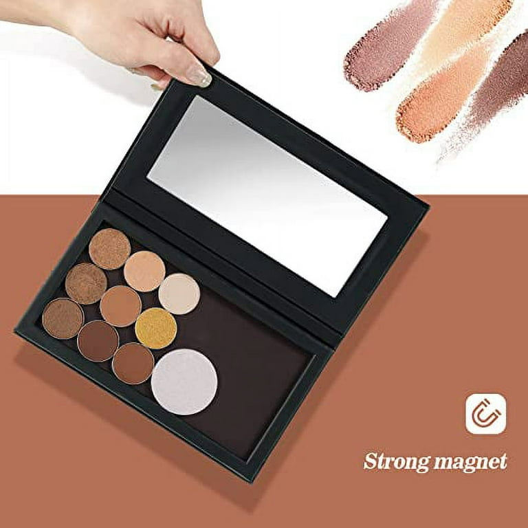 Lolalet Night Shades Magnetic Makeup Palette Empty, 2 Pack Magnetic Pallets  with Mirror for Eyeshadow Lip Color Blush Powder Highlighter Contour  -Stripe+Black 
