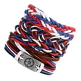 thumbnail image 2 of KAKOWELY Pulsera tejida ajustable con dijes de cuentas de fútbol de aleación de 5 piezas, regalo de joyería, 2 of 4