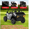 thumbnail image 4 of Lumiparty 24V Electric Ride on Dump Truck for Kids, 2-Seater 4WD Remote Control Car with Electric Dump Bed & Shovel, LED Lights, Music Player, Max Speed 5Mph, for Boys & Girls, Gray, 4 of 8