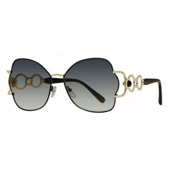 Caviar Women's Sunglasses 6884 C24 Black Gold Grystals Grey Lens New Authentic